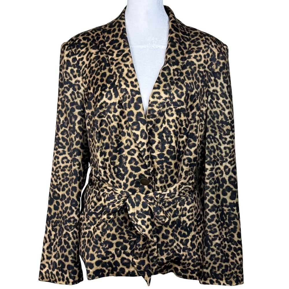 Sheike Leopard Print Blazer Jacket Statement Belted Women AU 14 US 10 Brown